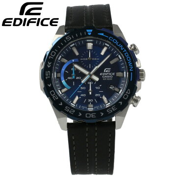 【超ポイントバック祭!】 CASIO カシオ / EDIFICE エディフィス EFR-566BL-2A クロノグラフ ブルー×ブラック 腕時計 メンズ レザー ステッチ 【あす楽対応_東海】