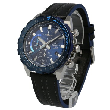 【超ポイントバック祭!】 CASIO カシオ / EDIFICE エディフィス EFR-566BL-2A クロノグラフ ブルー×ブラック 腕時計 メンズ レザー ステッチ 【あす楽対応_東海】