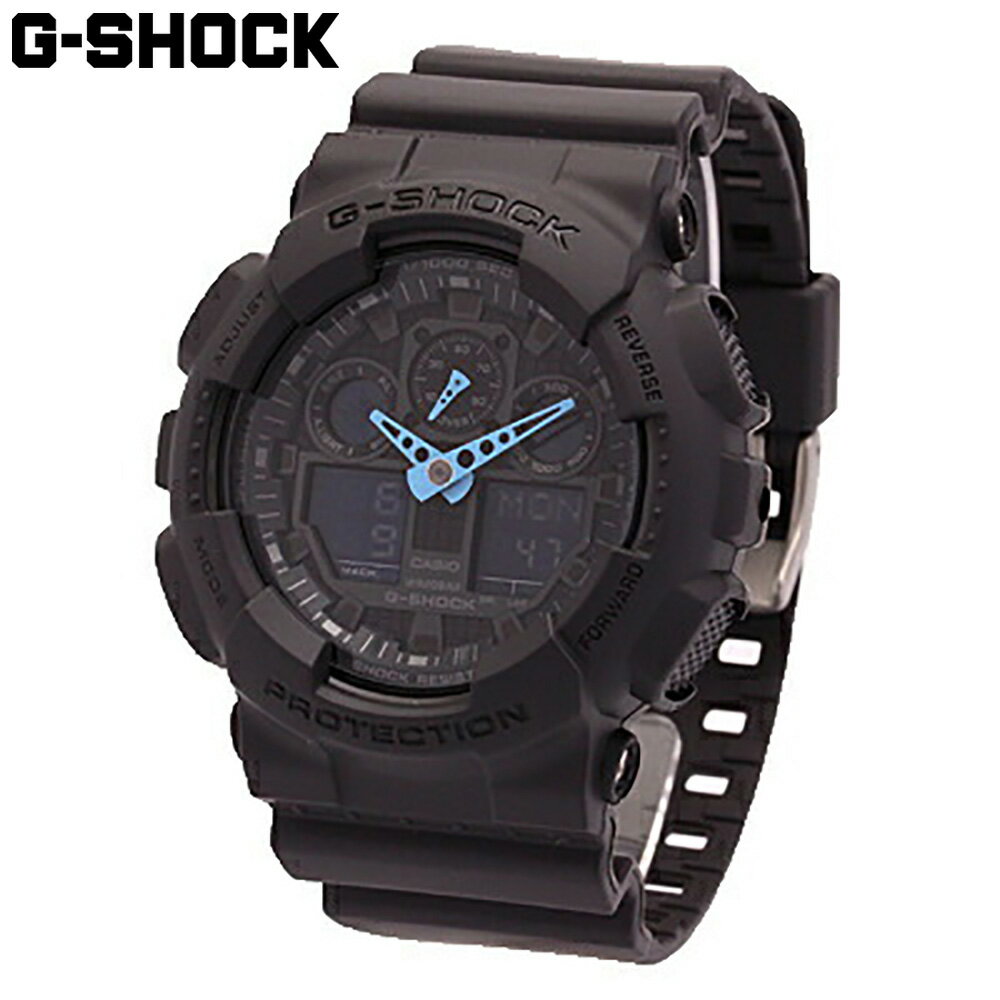 CASIO カシオ G-SHOCK ジーショック Gショック 腕時計 時計 メンズ アナログ デジタル アナデジ ビッグフェイス 防水 カジュアル アウトドア スポーツ グレー ブルー 青 GA-100C-8A プレゼント ギフト 1年保証 送料無料