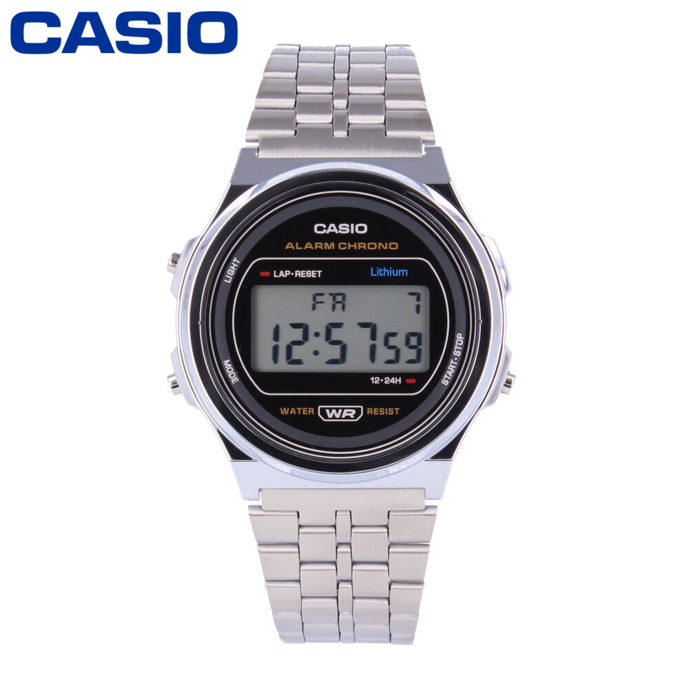 SSで使える最大500円OFFクーポン配布中！CASIO カシオ カシオスタンダード Vintage ビンテージ腕時計 時計 ユニセックス クラシック クオーツ デジタル 丸顔 ラウンド メタル シルバー ブラック A171WE-1Aプレゼント ギフト 1年保証 送料無料 父の日