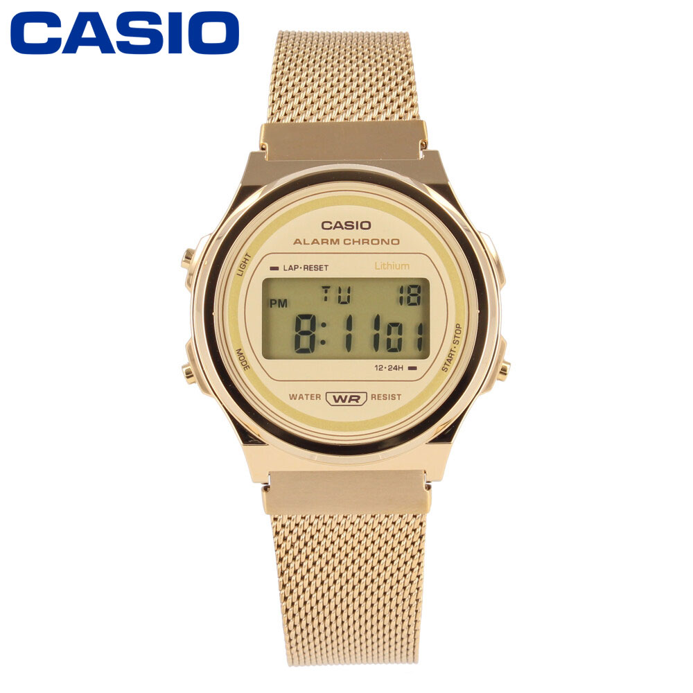 CASIO カシオ カシオスタンダード Vintage ビンテージ腕時計 時計 ユニセックス クラシック クオーツ デジタル 丸顔 ラウンド メッシュ ゴールド A171WEMG-9Aプレゼント ギフト 1年保証 送料無料