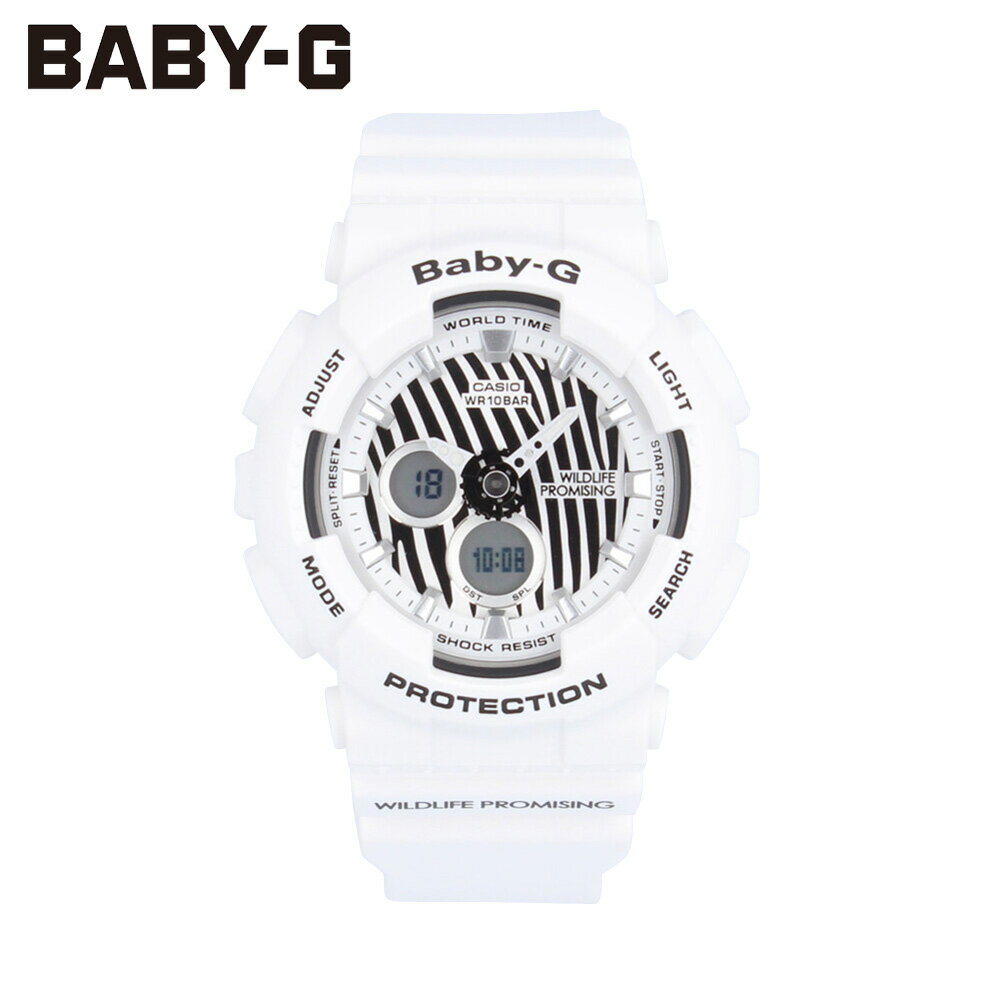 CASIO カシオ Baby-G ベビージー ベビーG WILDLIFE PROMISING Collaboration Model コラボモデル グレビーシマウマ腕時計 時計 レディース 防水 クオーツ アナデジ 2針 ホワイト ブラック アニマル ゼブラ BA-120WLP-7Aプレゼント ギフト 1年保証 送料無料