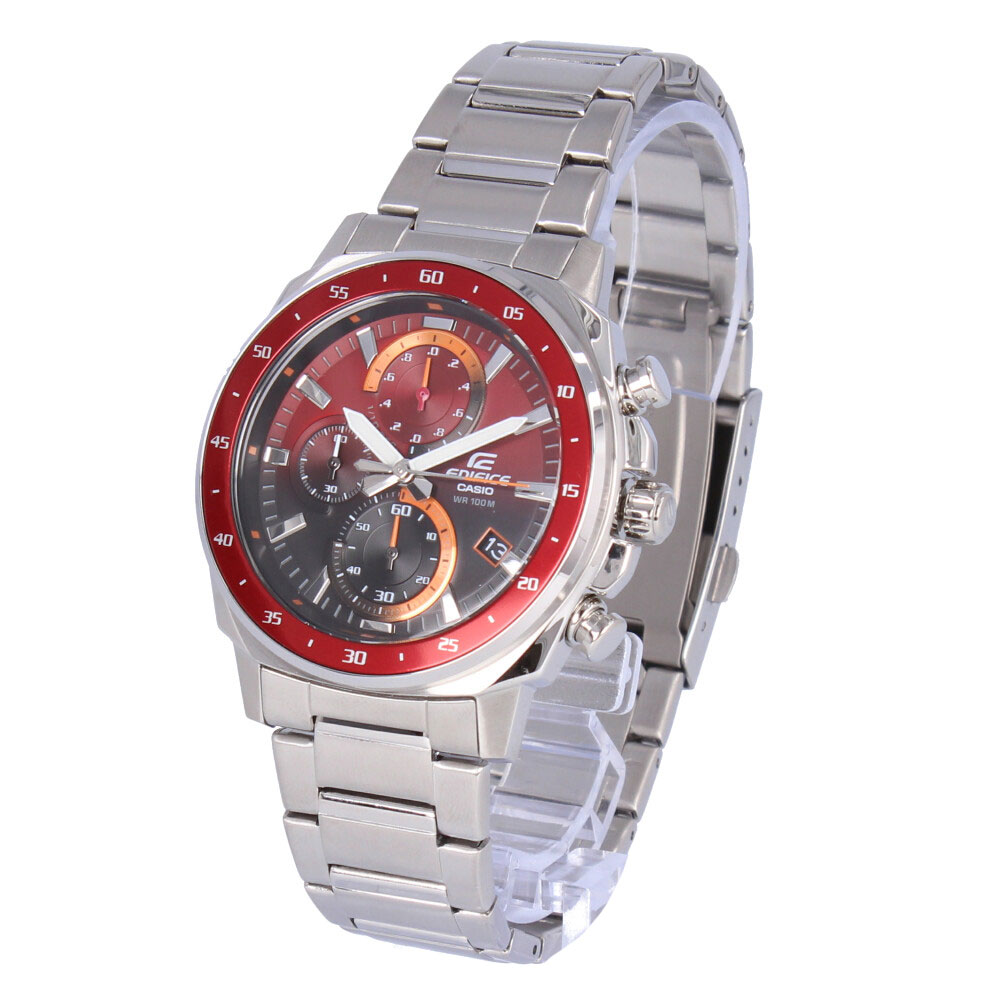 CASIO カシオ EDIFICE エディフィス腕時計 時計 メンズ 防水 クオーツ クロノグラフ メタル シルバー レッド EFV-600D-4A ビジネス プレゼント ギフト 1年保証 送料無料