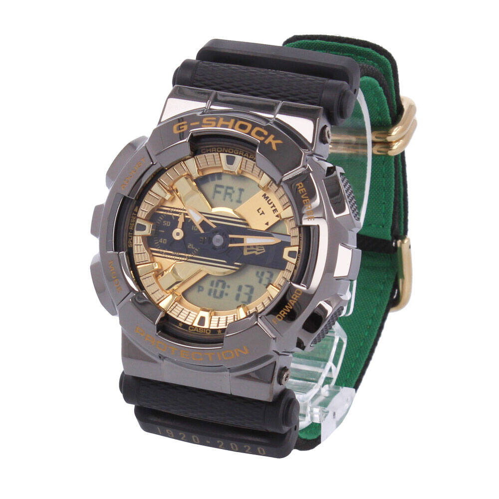 CASIO カシオ G-SHOCK ジーショック Gショック腕時計 時計 メンズ 防水 クオーツ アナデジ 替えベルト ニューエラ コラボ New Era 100th Anniversary ブラック ゴールド グリーン GM-110NE-1Aプレゼント ギフト 1年保証 送料無料