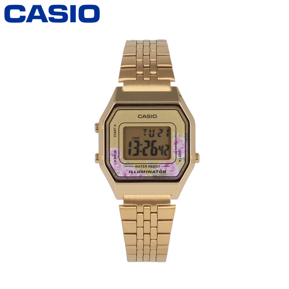 CASIO カシオ カシオスタンダード腕時計 時計 レディース クオーツ デジタル 花柄 ゴールド シルバー LA680WGA-4Cプレゼント ギフト 1年保証 送料無料 【ネコポス発送・BOXなし】