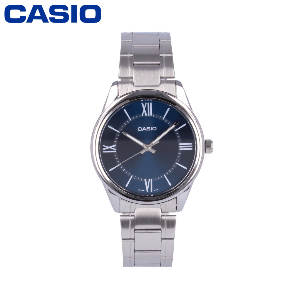 CASIO カシオ カシオスタンダード Dress ドレス腕時計 時計 メンズ クオーツ アナログ 3針 ステンレス メタル シルバー ネイビー MTP-V005D-2B5プレゼント ギフト 1年保証 送料無料