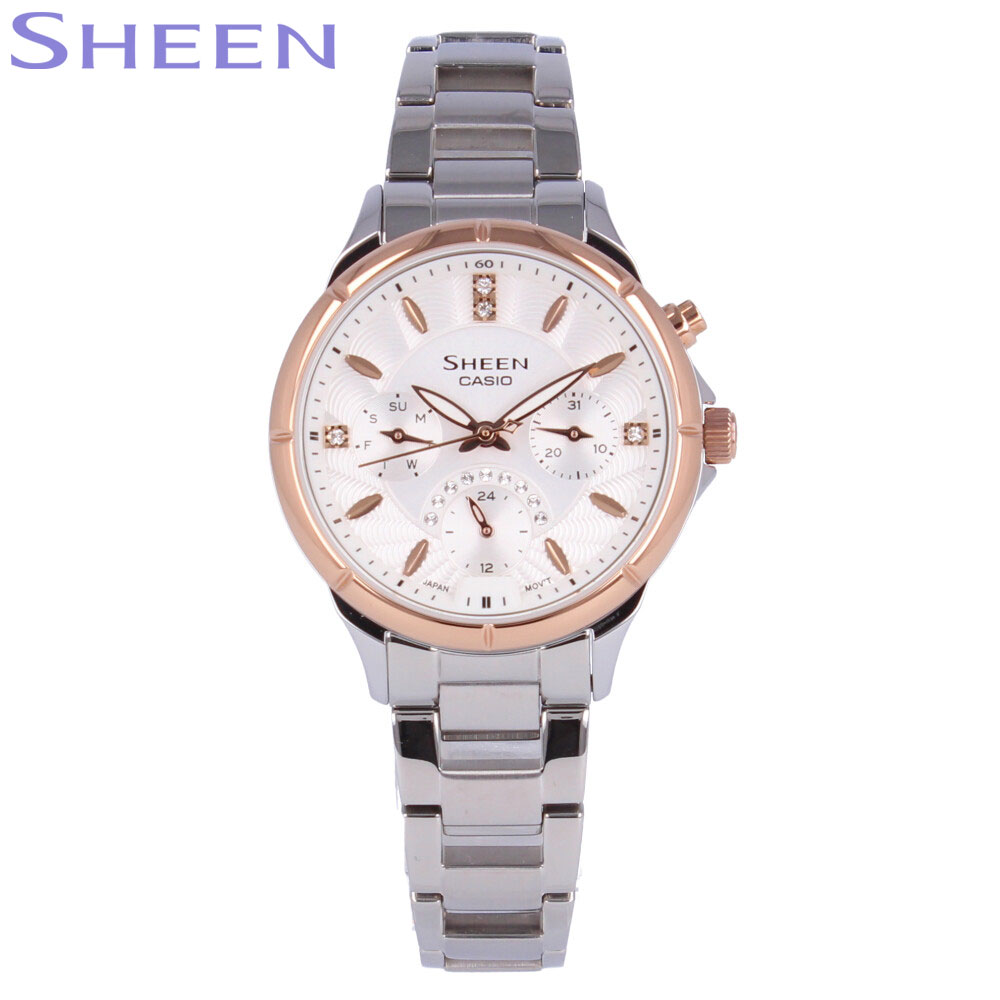 CASIO カシオ SHEEN シーン腕時計 時計 レディース クオーツ メタル シルバー ピンクゴールド ホワイト SHE-3047SG-7Aプレゼント ギフト 1年保証 送料無料 父の日