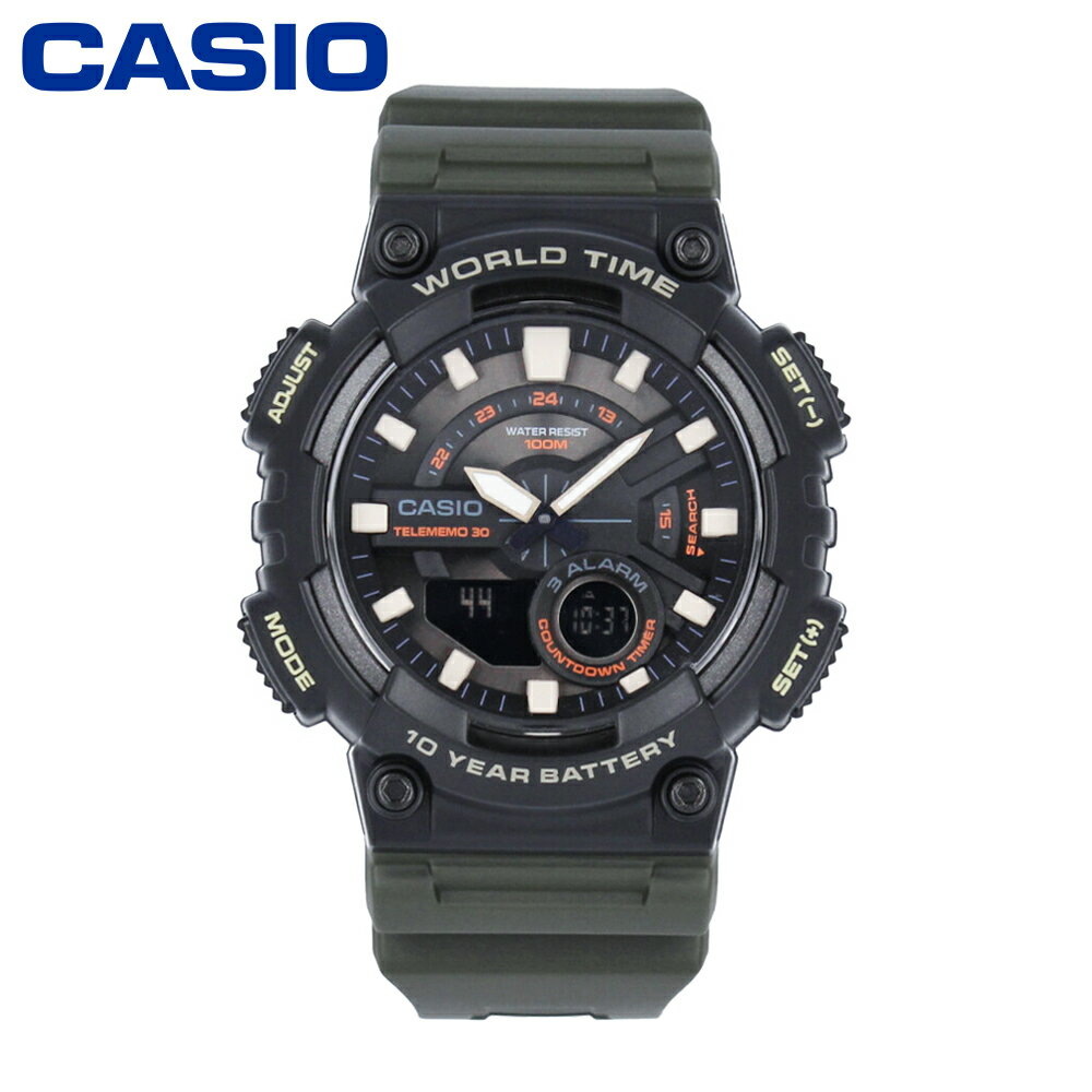【SALE】CASIO カシオ カシオスタンダード チープカシオ チプカシ腕時計 時計 メンズ クオーツ アナデジ 2針 樹脂 ブラック カーキ AEQ-110W-3Aプレゼント ギフト 1年保証 送料無料