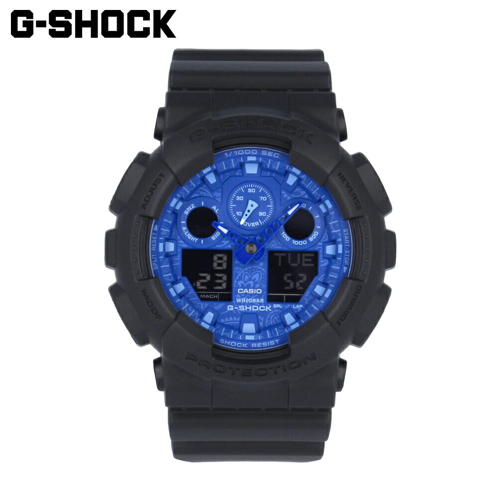 CASIO カシオ G-SHOCK ジーショック Gショック GA-100 SERIES BLUE PAISLEY ブルーペイズリー腕時計 時計 メンズ 防水 クオーツ アナデジ 2針 ブラック ブルー ペイズリー柄 GA-100BP-1Aプレゼント ギフト 1年保証 送料無料