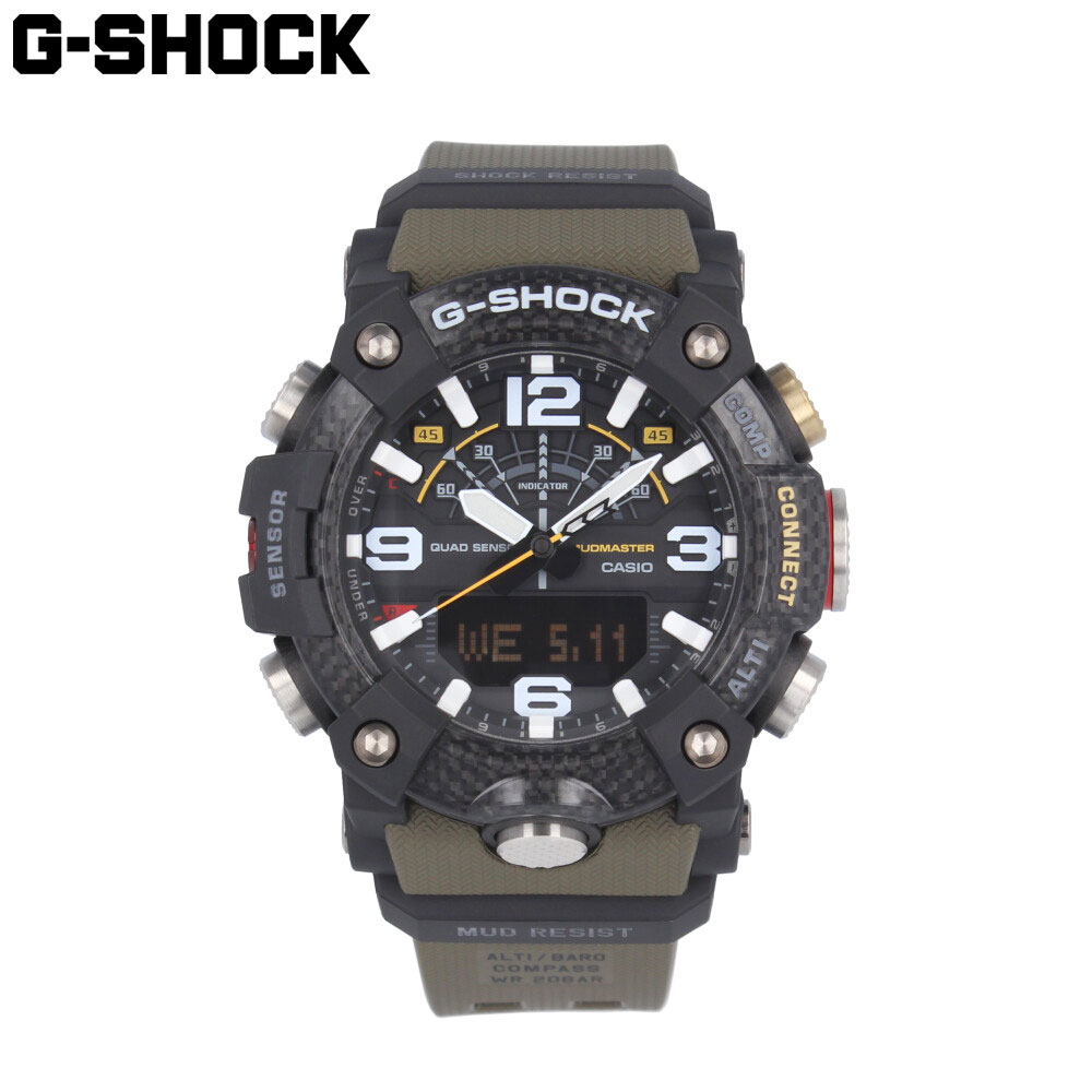 CASIO カシオ G-SHOCK ジーショック Gショック MUDMASTER マッドマスター Quad sensor腕時計 時計 メンズ 防水 クオーツ アナデジ 3針 スマートフォンリンク Bluetooth カーボン 樹脂 カーキ ブラック GG-B100-1A3プレゼント ギフト 1年保証 送料無料 父の日