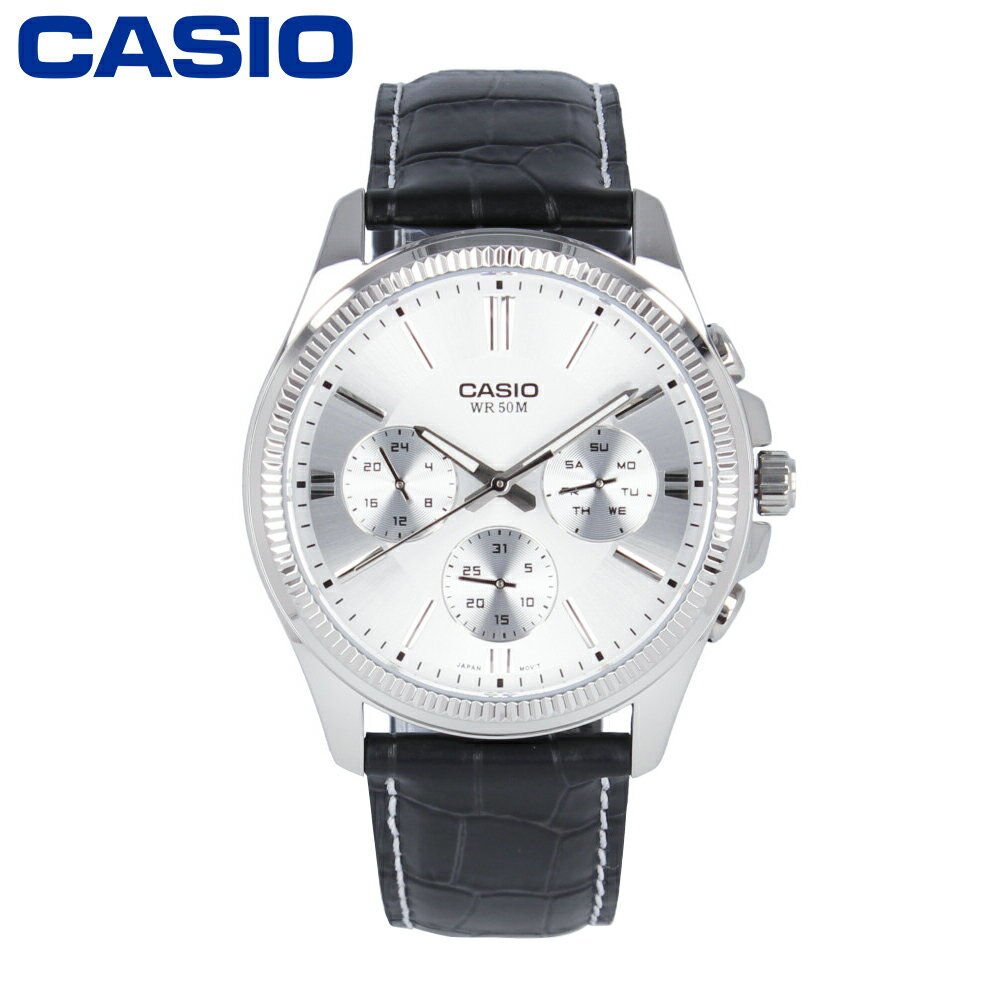 Rakuten - 【SSクーポン配布中】CASIO カシオ カシオスタンダード チープカシオ 腕時計 メンズ クオーツ アナログ 3針 真鍮 レザー ブラック シルバー MTP-1375L-7A 【ネコポス発送・BOXなし】
