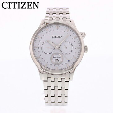CITIZEN シチズン 腕時計 時計 メンズ アナログ ソーラー エコドライブ ECO DRIVE ムーンフェイズ 海外モデル ビジネス 仕事 就活 防水 ステンレス メタル ブレス シルバー 銀 ホワイト 白 AP1050-56A プレゼント ギフト 1年保証 送料無料