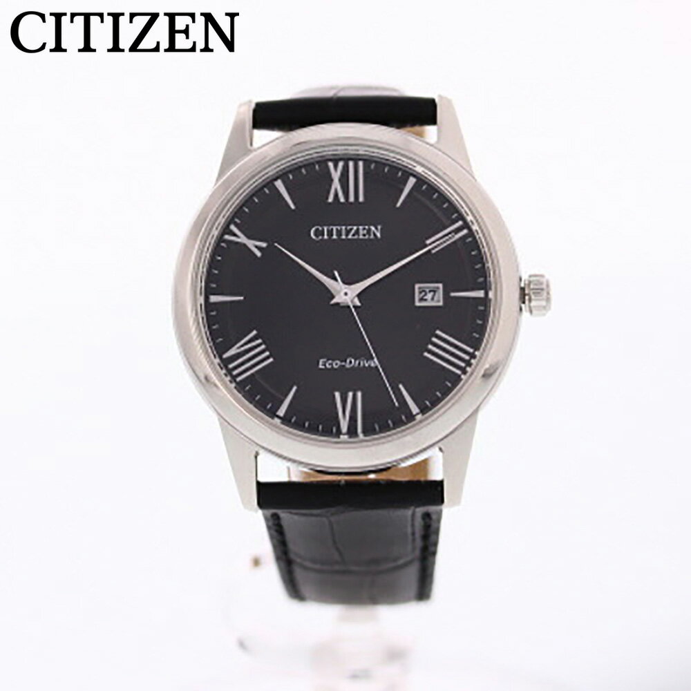 CITIZEN シチズン 腕時計 時計 メンズ アナログ ソーラー エコドライブ ECO DRIVE 3針 シンプル デイ 日付 海外モデル ビジネス 仕事 就活 防水 レザー 革 ブラック 黒 シルバー 銀 ホワイト 白 AW1231-07E プレゼント ギフト 1年保証 送料無料