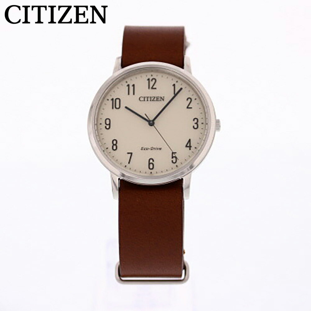 CITIZEN シチズン 腕時計 時計 メンズ アナログ ソーラー エコドライブ ECO DRIVE 3針 シンプル 海外モデル ビジネス 仕事 就活 防水 レザー 革 ブラウン 茶 ナトー シルバー 銀 ホワイト 白 BJ6501-28A プレゼント ギフト 1年保証 送料無料