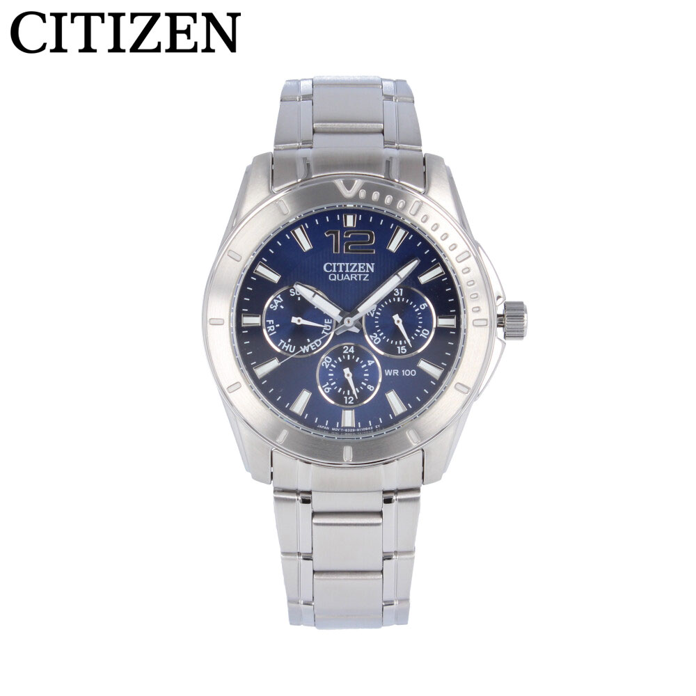 CITIZEN シチズン腕時計 時計 メンズ 防水 クオーツ アナログ クロノグラフ ステンレス メタル シルバー ネイビー AG8300-52Lプレゼント ギフト 1年保証 送料無料