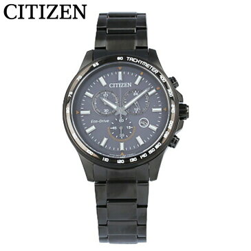 CITIZEN シチズン 腕時計 時計 メンズ アナログ ソーラー エコドライブ ECO DRIVE クロノグラフ スポーティー 海外モデル ビジネス 仕事 カジュアル 防水 ステンレス メタル ブレス ブラック 黒 AT2425-80H プレゼント ギフト 1年保証 送料無料