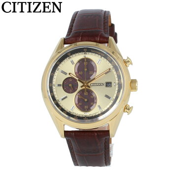 CITIZEN COLLECTION シチズン コレクション 腕時計 時計 メンズ アナログ ソーラー エコドライブ ECO DRIVE クロノグラフ タキメーター ビジネス 仕事 就活 防水 レザー 革 ブラウン 茶 ゴールド 金 CA0452-01P プレゼント ギフト 1年保証 送料無料