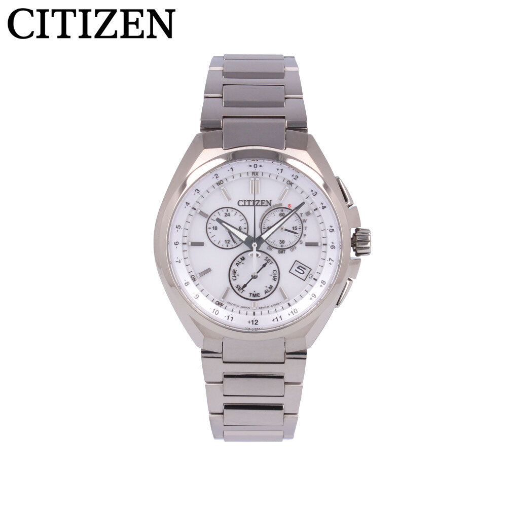 CITIZEN シチズン ATTESA アテッサ Eco Drive エコドライブ腕時計 時計 メンズ 防水 ソーラー 電波 アナログ クロノグラフ サファイアガラス スーパーチタニウム チタン デュラテクト シルバー ホワイト CB5040-80Aプレゼント ギフト 1年保証 送料無料 国内正規品