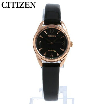 CITIZEN シチズン 腕時計 時計 レディース アナログ ソーラー エコドライブ ECO DRIVE シンプル 3針 海外モデル ビジネス 仕事 就活 防水 レザー 革 ブラック 黒 ローズゴールド EM0688-01E プレゼント ギフト 1年保証 送料無料