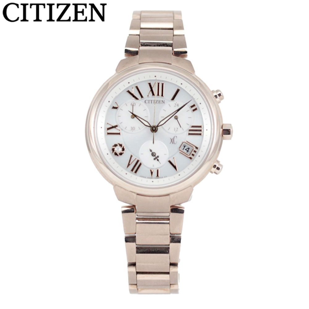 【訳あり】【アウトレット】CITIZEN シチズン XC クロスシー 腕時計 時計 レディース アナログ ソーラー クオーツ エコドライブ ECO DRIVE クロノグラフ 海外モデル ビジネス 仕事 就活 防水 ステンレス メタル ブレス ローズゴールド FB1334-62A 1年保証 送料無料