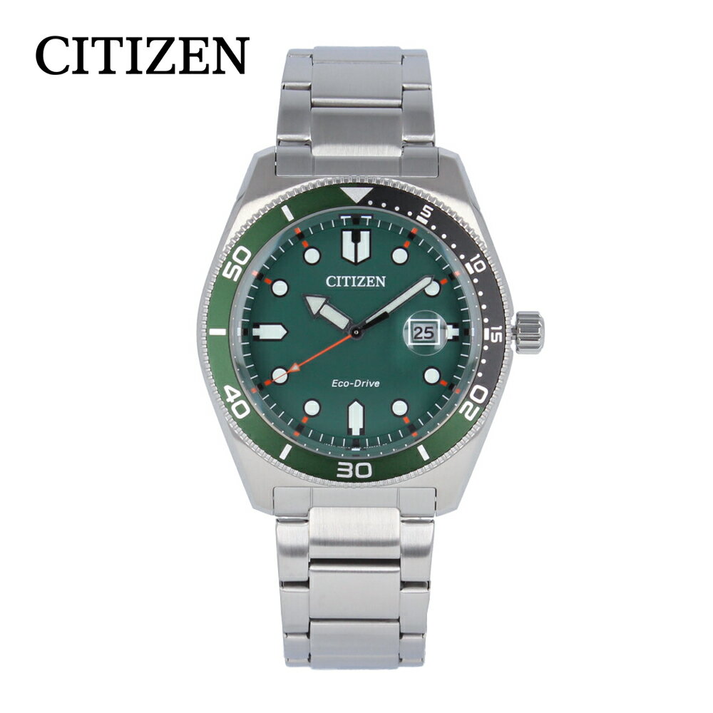 CITIZEN シチズン Eco-Drive エコドライブ腕時計 時計 メンズ 防水 ソーラー アナログ 3針 ステンレス メタル シルバー グリーン AW1768-80Xプレゼント ギフト 1年保証 送料無料 母の日