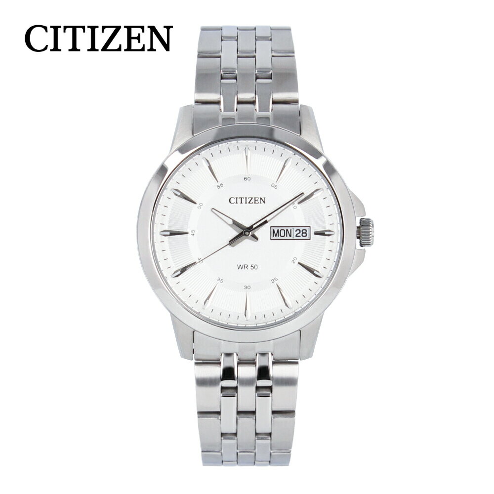 CITIZEN シチズン 腕時計 時計 メンズ アナログ クオーツ 3針 シンプル デイ デイト 日付 曜日 海外モデル ビジネス 仕事 就活 防水 ステンレス メタル ブレス シルバー 銀 BF2011-51A プレゼント ギフト 1年保証 送料無料のサムネイル