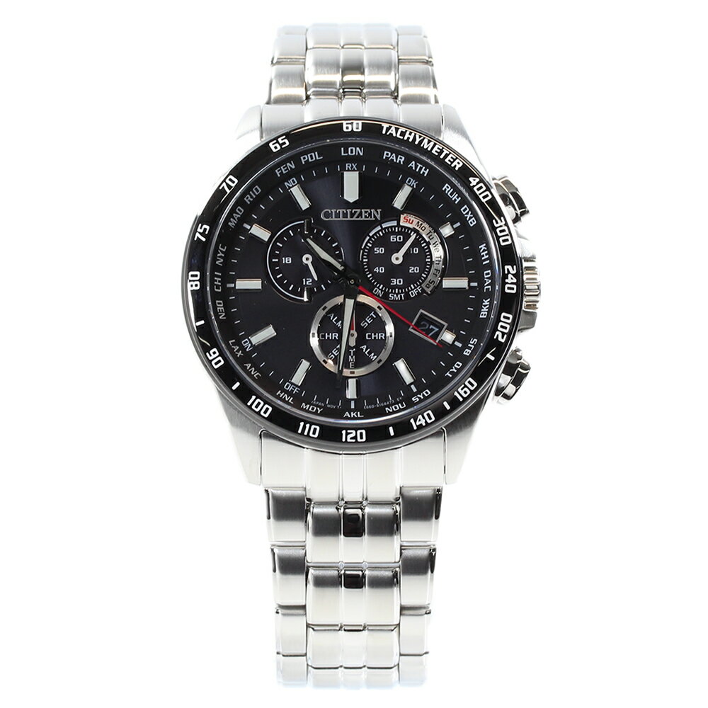 樂天商城 - CITIZEN シチズン CB5874-90E エコドライブ 電波時計 メンズ シルバー ブラック アナログ クロノグラフ 腕時計 プレゼント ギフト 1年保証 送料無料