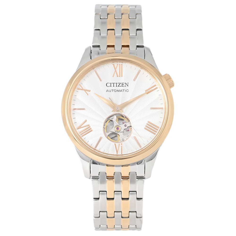 CITIZEN シチズン CITIZEN COLLECTION Mechanical腕時計 メンズ 自動巻き アナログ オープンハート メタル コンビベルト ツートン シルバー ピンクゴールド ホワイトシルバー NH9136-88A