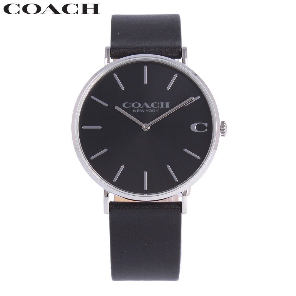 COACH コーチ Charles チャールズ腕時計 時計 メンズ クオーツ レザー ブラック シルバー 14602149プレゼント ギフト 1年保証 送料無料