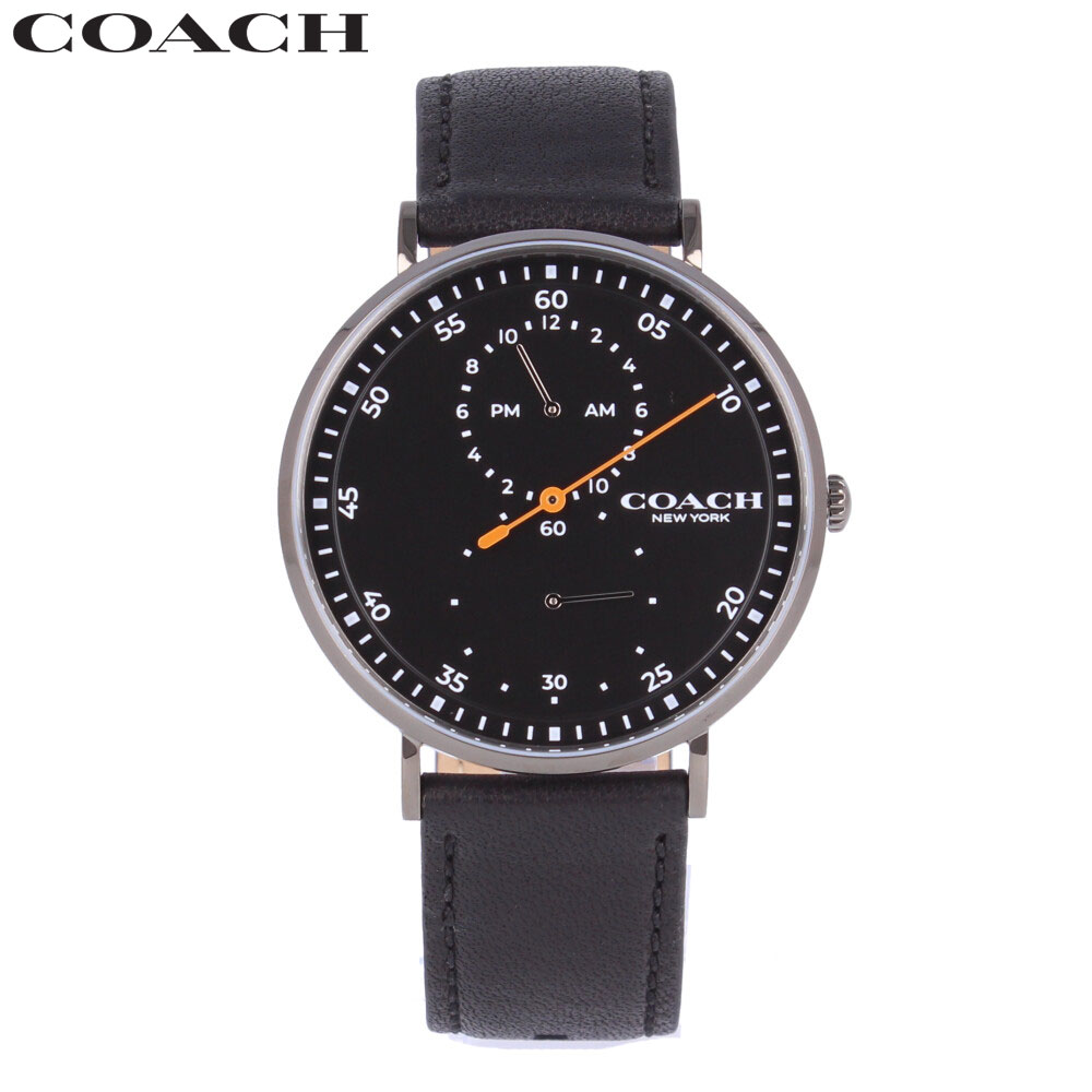 COACH コーチ Charles チャールズ腕時計 時計 メンズ クオーツ レザー ブラック ガンメタ 14602476プレゼント ギフト 1年保証 送料無料