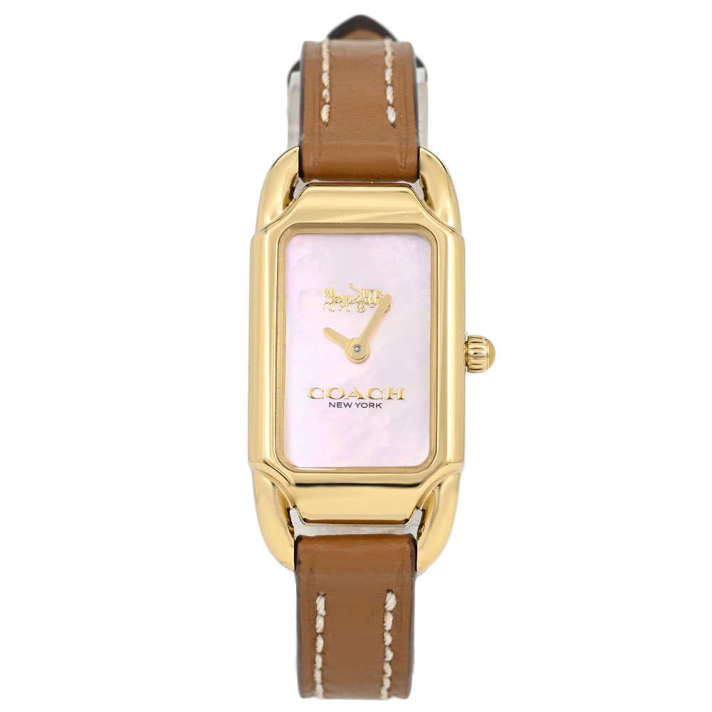 特徴 駆動方式 クオーツ 機能 防水 日常生活防水 サイズ 本体サイズ 縦×横×厚：約36×18.4×8mm 重さ 約18.5g バンドサイズ 最小〜最大：約12〜17.5cm 素材 風防素材 ミネラルクリスタル ケース素材 ステンレス ケースカラー ゴールド ベゼルカラー ゴールド 文字盤カラー ホワイトパール バンド素材 レザー バンドカラー ブラウン 備考 マニュアル 取り扱い説明はQRコード案内書が付属されています。 商品ケース コーチ製ボックス 保証書 弊社1年保証 備考 仕入情報 弊社輸入商品(新品並行輸入)コーチは、1941年にニューヨークで創立したグローバルファッションブランドです。 クリエイティブ・ディレクターのスチュアート・ヴィヴァースのビジョンと、 私たちのホームタウンであるニューヨークの、誰をも受け入れる姿勢（インクルーシブ）、 そして勇気ある精神にインスパイアされ、誰もが自分らしくいられるように、 永く愛される美しいものづくりを行います。