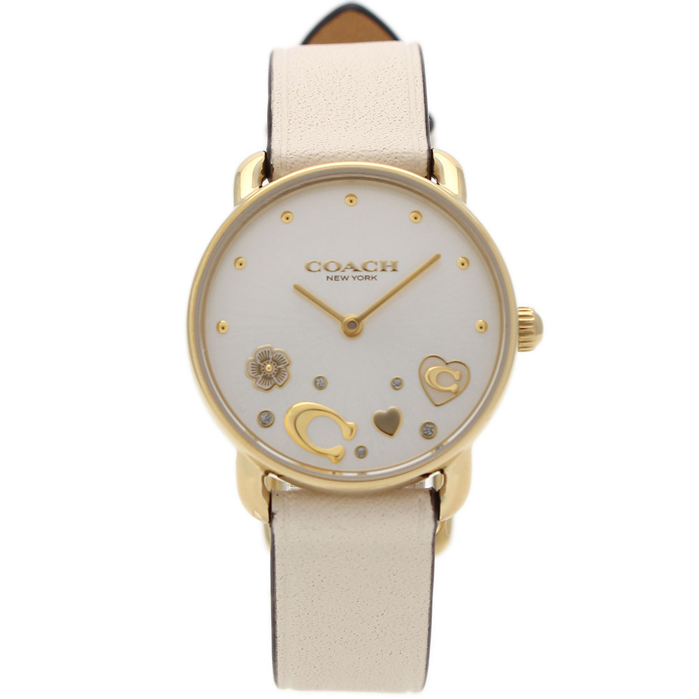 C, D, T, R, W - COACH コーチ 14504305 アナログ クオーツ ELLIOT　エリオット　シルバー　ホワイト　ゴールド　2針 レディース腕時計 プレゼント ギフト メーカー2年保証 送料無料