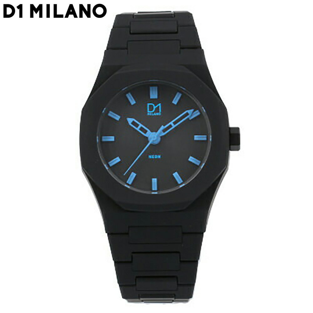 D1 MILANO / ディーワンミラノ A-NE01 Neon ネオン 腕時計 メンズ ブラック ブルーインデックス アナログ クオーツD1 MILANO / ディーワンミラノ A-NE01 Neon ネオン 腕時計 メンズ ブラック ブルーインデックス アナログ クオーツ