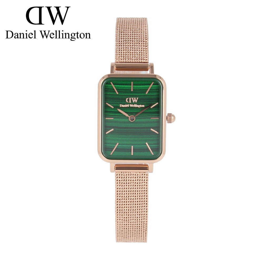 ダニエルウェリントン DANIEL WELLINGTON ダニエルウェリントン DW QUADRO PRESSED MELROSE クアドロ メルローズ腕時計 時計 レディース クオーツ アナログ 2針 ステンレス メッシュ ピンクゴールド グリーン DW00100437プレゼント ギフト 1年保証 送料無料 母の日