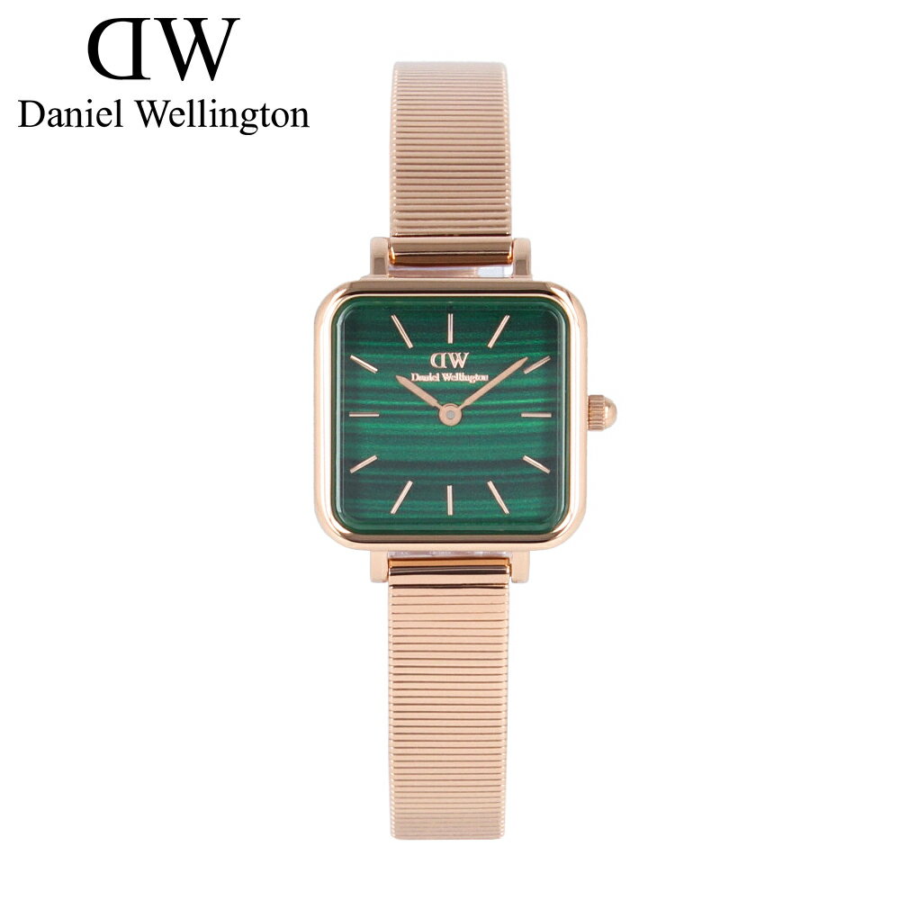 ダニエルウェリントン ビジネス腕時計 レディース DANIEL WELLINGTON ダニエルウェリントン DW QUADRO STUDIO クアドロ スタジオ腕時計 時計 レディース クオーツ アナログ 2針 ステンレス メタル ピアノリンク ストラップ ピンクゴールド グリーン ボーダー DW00100520プレゼント ギフト 1年保証 送料無料 父の日