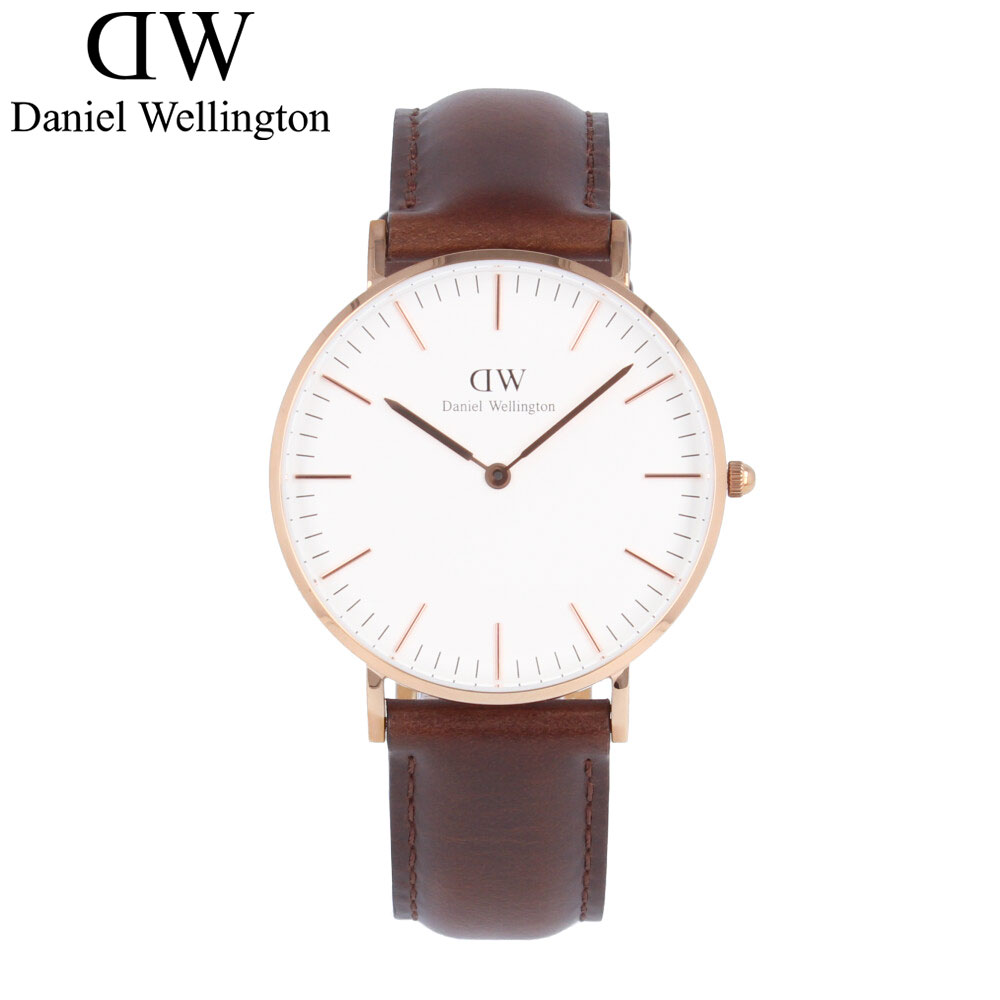 SSで使える5%OFFクーポン配布中！DANIEL WELLINGTON ダニエルウェリントン DW腕時計 時計 ユニセックス クオーツ アナログ 2針 レザー ステンレス ブラウン ピンクゴールド ホワイト DW00600039プレゼント ギフト 1年保証 送料無料