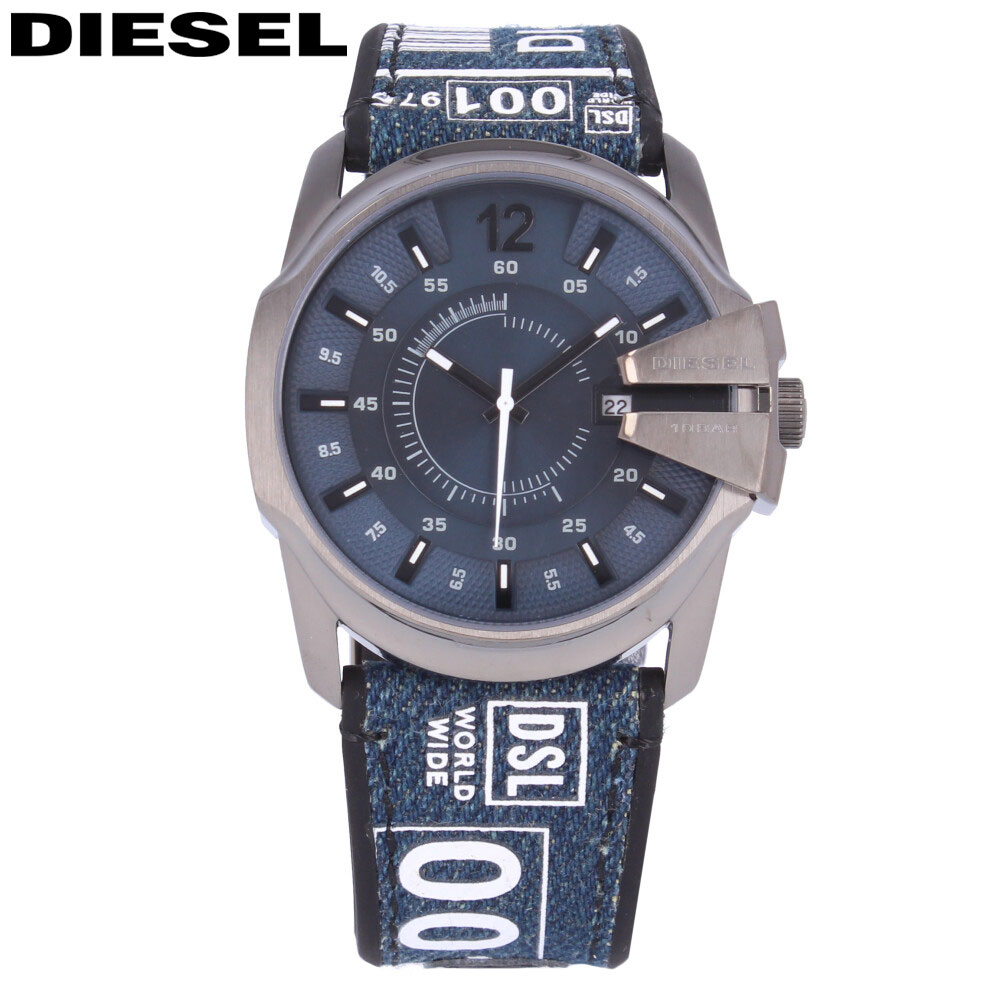 DIESEL ディーゼル MASTER CHIEF マスターチーフ腕時計 時計 メンズ 防水 クオーツ ラバー デニム ガンメタ ブルー DZ1950プレゼント ギフト 1年保証 送料無料