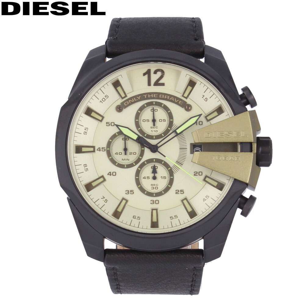 DIESEL ディーゼル MEGA CHIEF メガチーフ腕時計 時計 メンズ 防水 クオーツ レザー ブラック DZ4495プレゼント ギフト 1年保証 送料無料