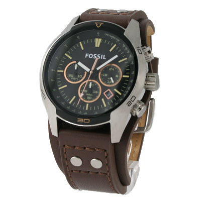 FOSSIL フォッシル 腕時計 時計 メンズ 男性 アナログ クオーツ 電池 クロノグラフ 日付 デイト COACHMAN コーチマン カジュアル ビジネス 仕事 防水 レザー 革 ブラウン 茶 ベルトパット シルバー 銀 CH2891 プレゼント ギフト 1年保証 送料無料