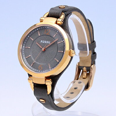 【訳あり】【アウトレット】FOSSIL フォッシル 腕時計 時計 レディース 女性 アナログ クオーツ 電池 3針 シンプル GEORGIA ジョージア カジュアル ビジネス 仕事 就活 防水 レザー 革 ブラック 黒 ベルトパット ローズゴールド ES3077 ギフト 1年保証 送料無料
