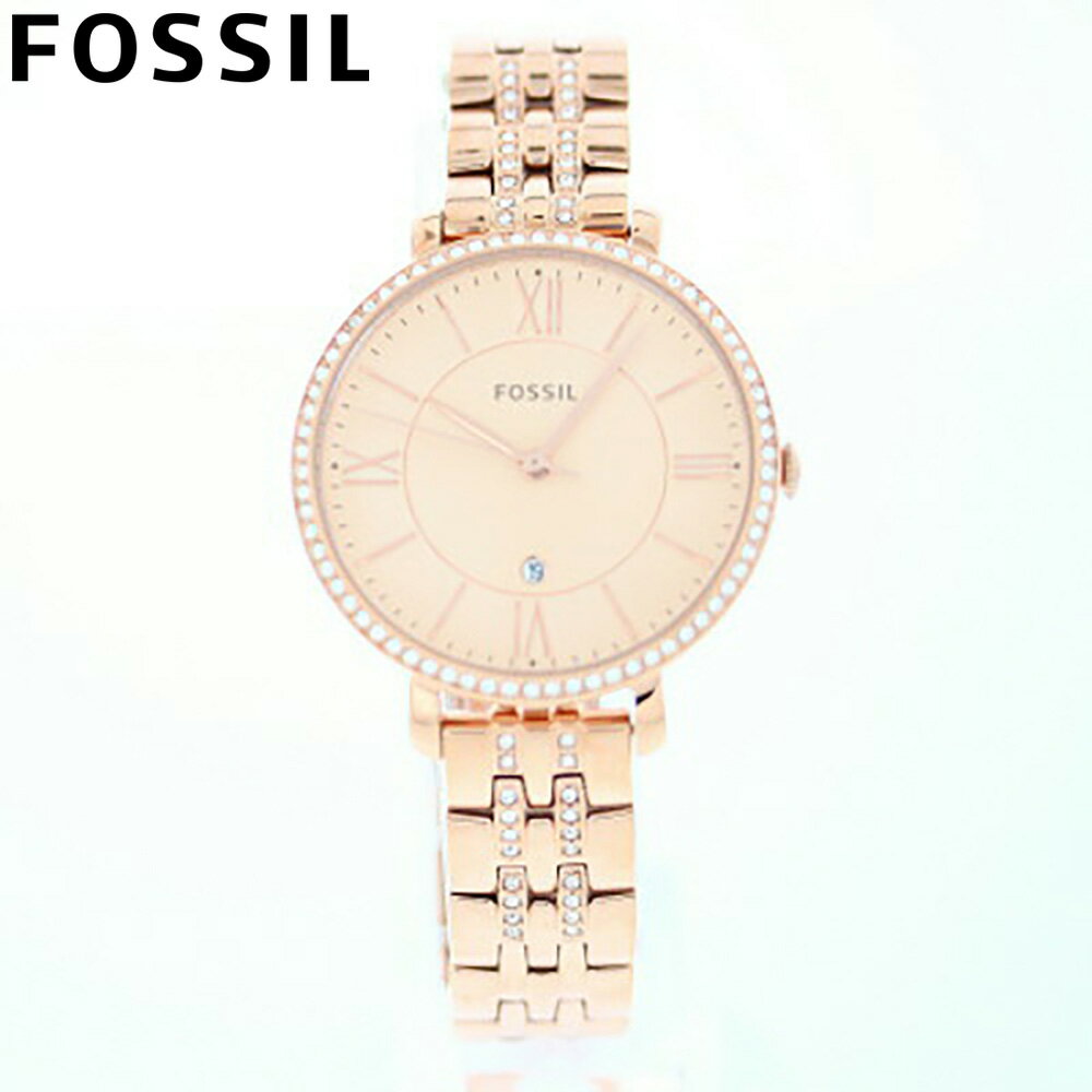 FOSSIL フォッシル 腕時計 時計 レディース 女性 アナログ クオーツ 電池 3針 エレガント ラインストーン JACQUELINE ジャクリーン カジュアル ビジネス 仕事 防水 ステンレス メタル ブレス ローズゴールド ES3546 プレゼント ギフト 1年保証 送料無料