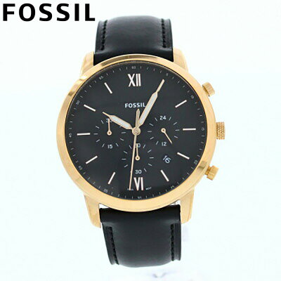 SSで使える5%OFFクーポン配布中!FOSSIL フォッシル 腕時計 時計 メンズ 男性 アナログ クオーツ 電池 クロノグラフ 日付 デイト NEUTRA ニュートラ カジュアル ビジネス 仕事 防水 レザー 革 ブラック 黒 ローズゴールド FS5381プレゼント ギフト 1年保証 送料無料