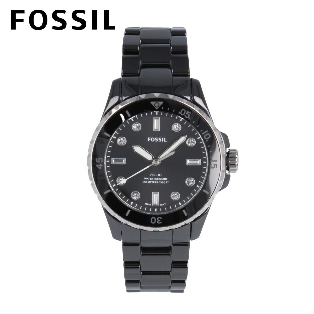 FOSSIL フォッシル腕時計 時計 防水 レディース クオーツ アナログ 3針 セラミック ブラック シルバー CE1108プレゼント ギフト 1年保証 送料無料