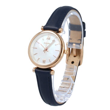 FOSSIL / フォッシル CARLIE MINI カーリー ミニ ES4502 腕時計 レディース 28mm ローズゴールド マザーオブパール レザーベルト 革 ネイビー 【あす楽対応_東海】