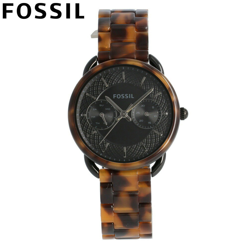FOSSIL フォッシル 腕時計 時計 レディース 女性 アナログ クオーツ 電池 多軸 日付 デイト 曜日 デイ ラインストーン TAILOR テイラー カジュアル ビジネス 仕事 防水 アセテート ブレス べっ甲 ブラック 黒 ES4639 プレゼント ギフト 1年保証 送料無料