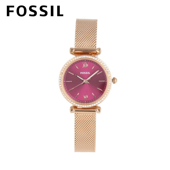 SSで使える5%OFFクーポン配布中！FOSSIL フォッシル CARLIE MINI腕時計 時計 レディース クオーツ アナログ 3針 ステンレス メッシュ ピンクゴールド ピンク ES5011プレゼント ギフト 1年保証 送料無料