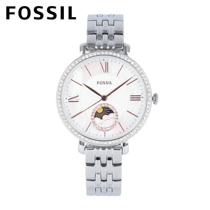 FOSSIL フォッシル Jacqueline ジャクリーン サンムーン腕時計 時計 レディース クオーツ アナログ 3針 ステンレス メタル マザーオブパール シェル シルバー ホワイト ピンクゴールド ストーン ES5164プレゼント ギフト 1年保証 送料無料