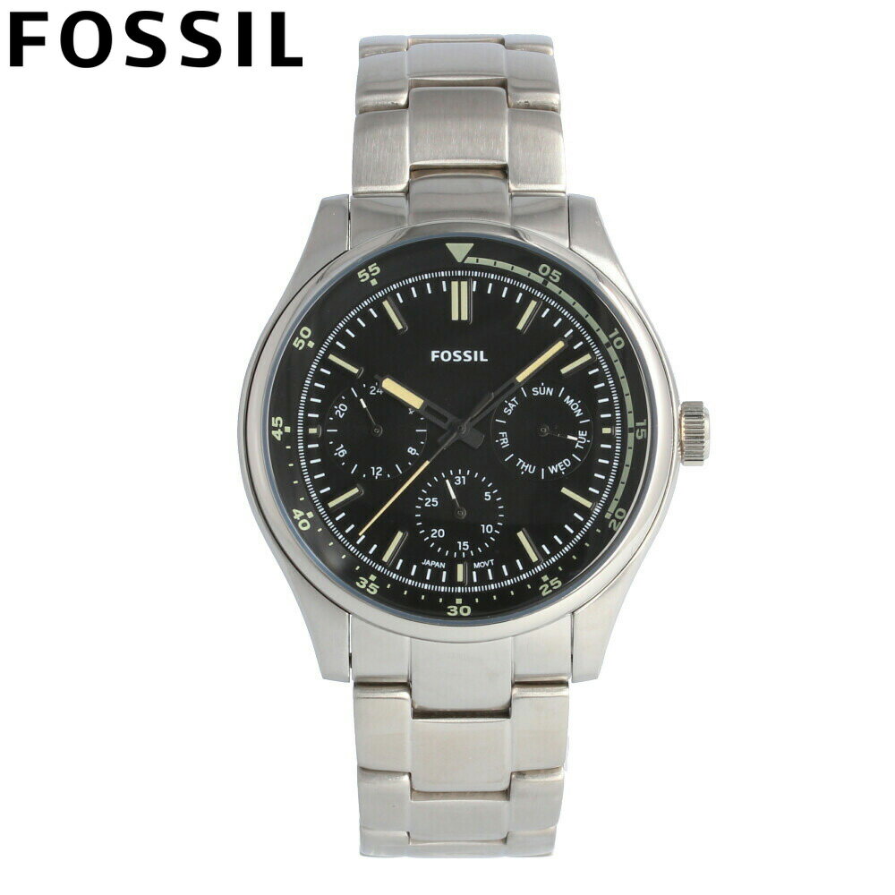 FOSSIL フォッシル 腕時計 時計 メンズ 男性 アナログ クオーツ 電池 多軸 日付 デイト 曜日 デイ BELMAR ベルマー カジュアル ビジネス 仕事 就活 防水 ステンレス メタル ブレス シルバー 銀 ブラック 黒 FS5575 プレゼント ギフト 1年保証 送料無料