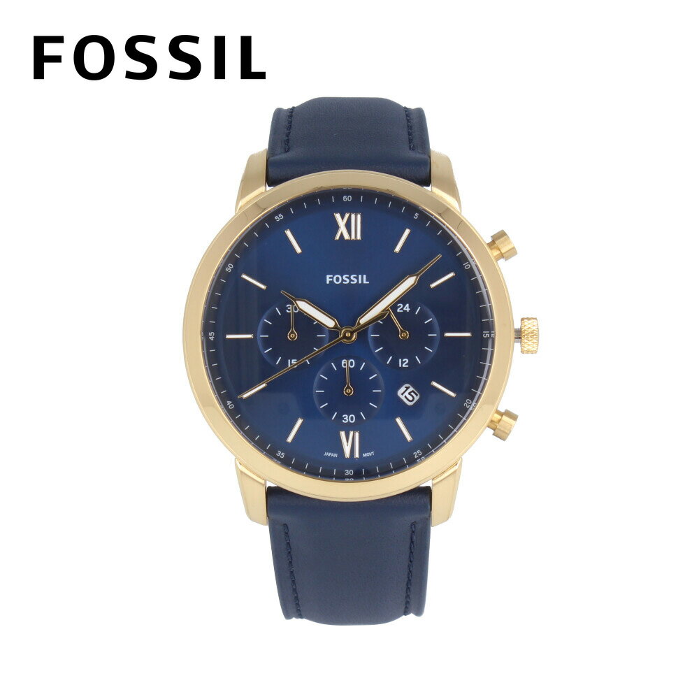 FOSSIL フォッシル NEUTRA腕時計 時計 メンズ クオーツ アナログ クロノグラフ ステンレス レザー ネイビー ゴールド FS5790プレゼント ギフト 1年保証 送料無料