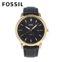 エントリー&3,000円以上お買い上げでポイント3倍！4/1 23:59まで FOSSIL フォッシル THE MINIMALIST腕時計 時計 メンズ ソーラー アナログ 3針 ステンレス レザー ブラック ゴールド FS5840プレゼント ギフト 1年保証 送料無料 その1